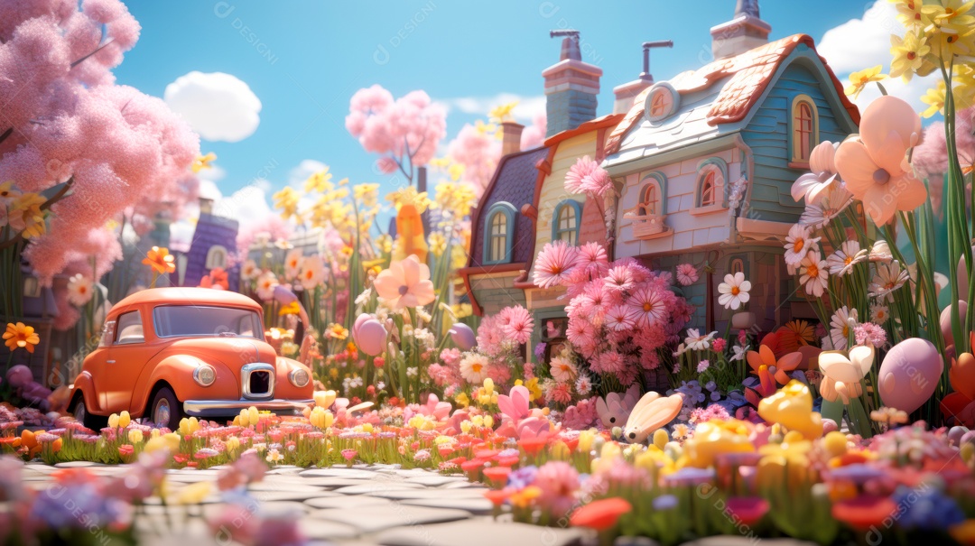 Primavera, a chave das boas festas 20 de março Desenho 3D Generative AI.