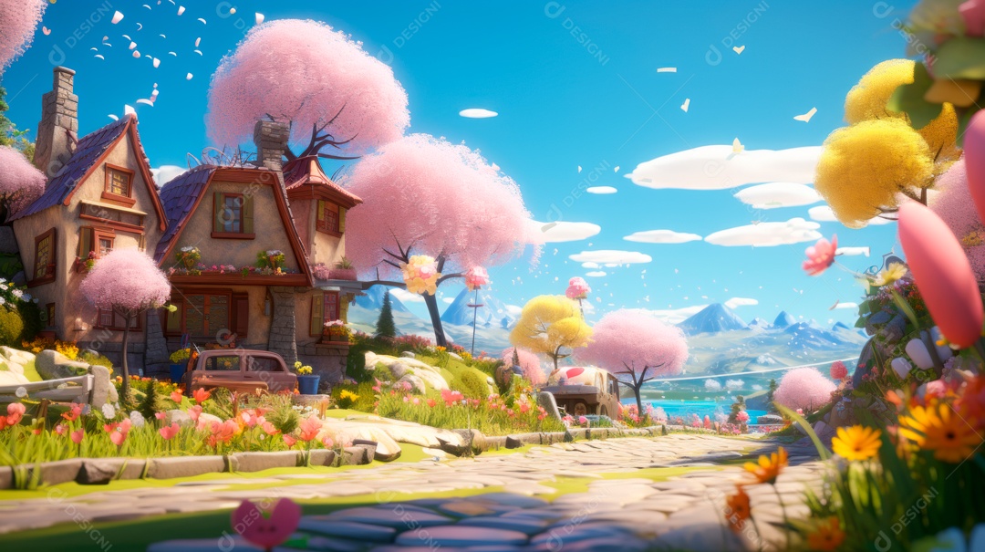 Primavera, a chave das boas festas 20 de março Desenho 3D Generative AI.