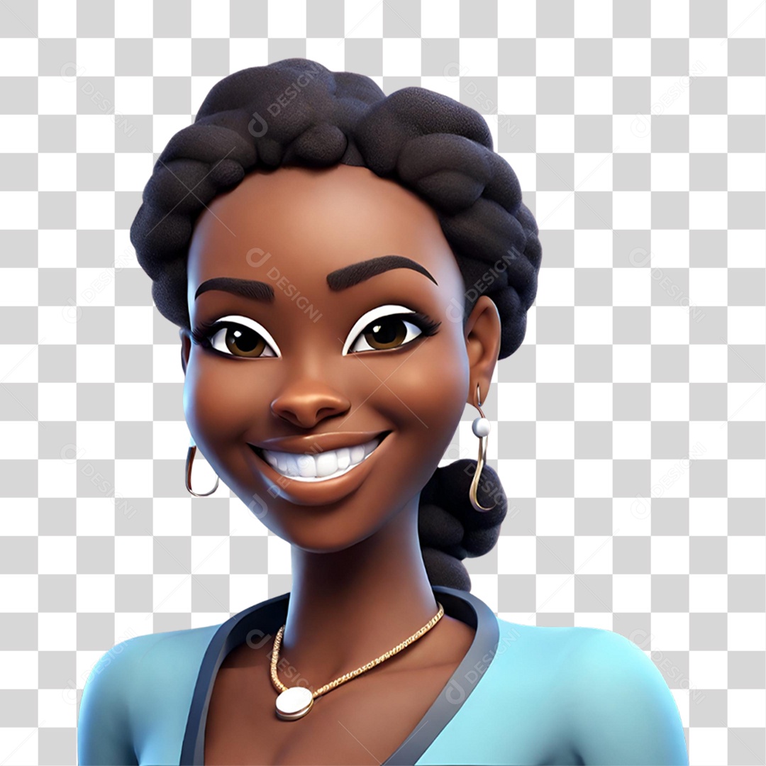 Avatar 3D Mulher Dia da Consciência Negra em PNG Transparente