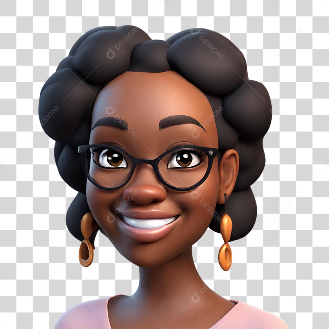 Avatar 3D Mulher Dia da Consciência Negra em PNG Transparente