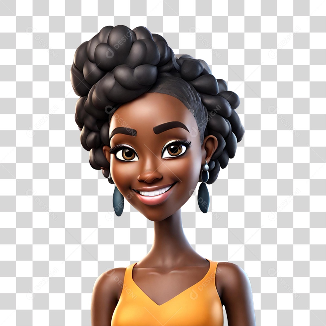 Avatar 3D Mulher Dia da Consciência Negra em PNG Transparente