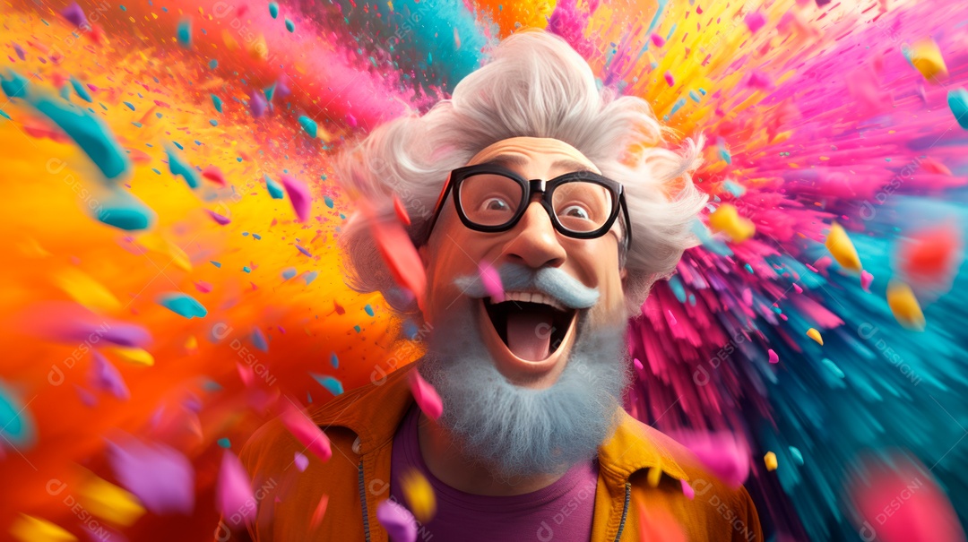 Festival Holi, 25 de março, desenho animado 3D IA generativa.