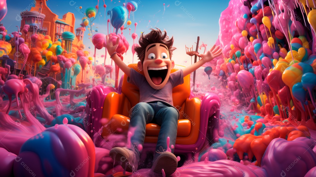 Festival Holi, 25 de março, desenho animado 3D IA generativa.