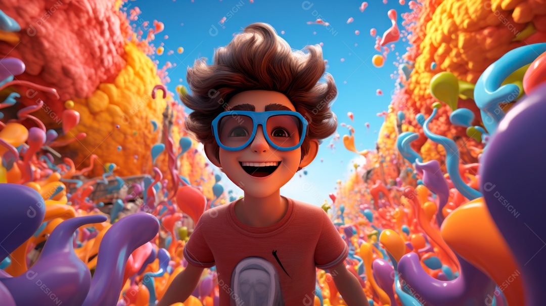 Festival Holi, 25 de março, desenho animado 3D IA generativa.