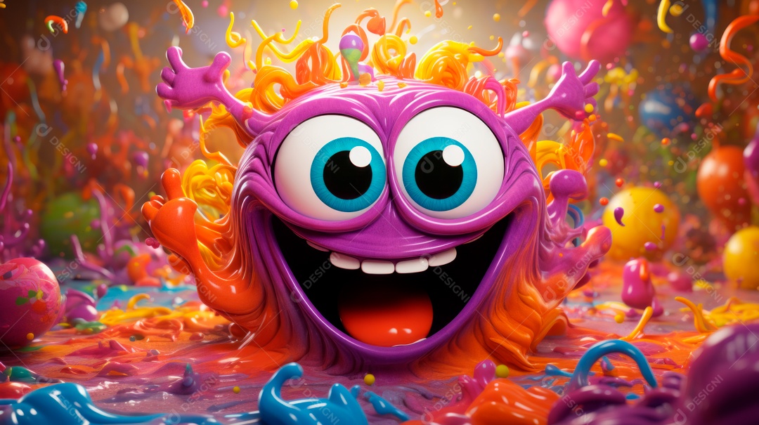 Festival Holi, 25 de março, desenho animado 3D IA generativa.