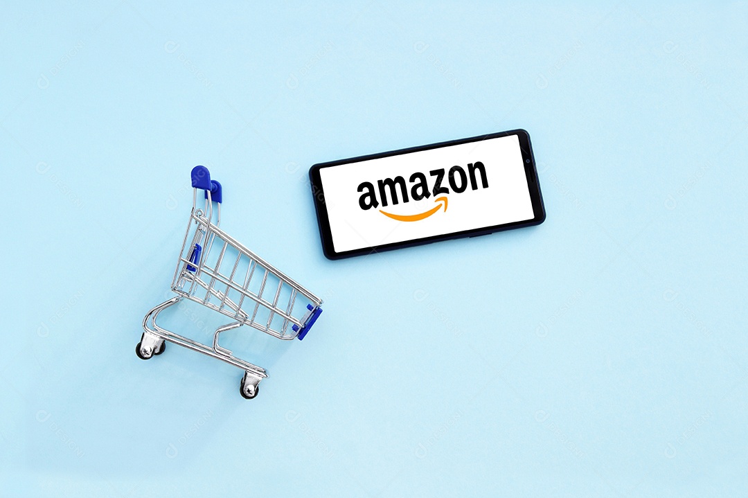 Carrinho de compra conceito de comprar na amozon