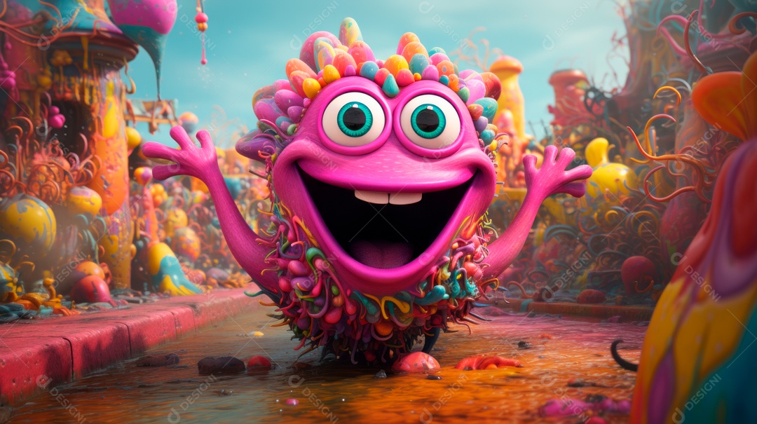 Festival Holi, 25 de março, desenho animado 3D IA generativa.