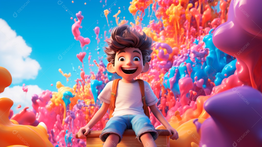 Festival Holi, 25 de março, desenho animado 3D IA generativa.