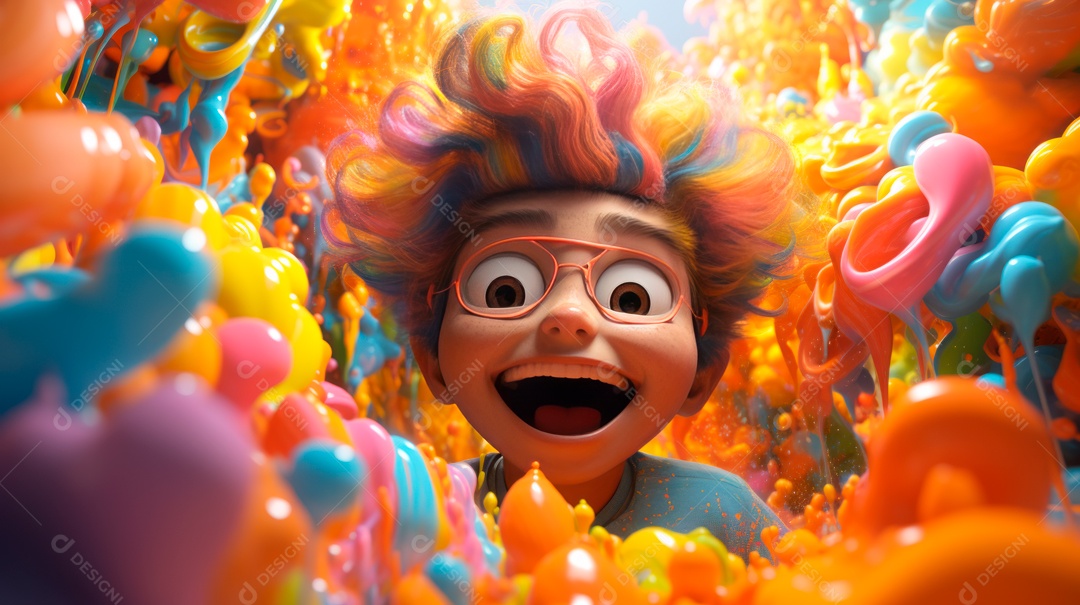 Festival Holi, 25 de março, desenho animado 3D IA generativa.