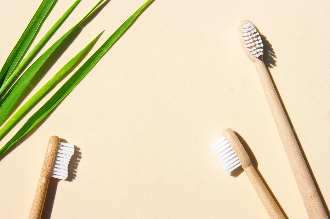 Escovas de bambu sobre fundo claro