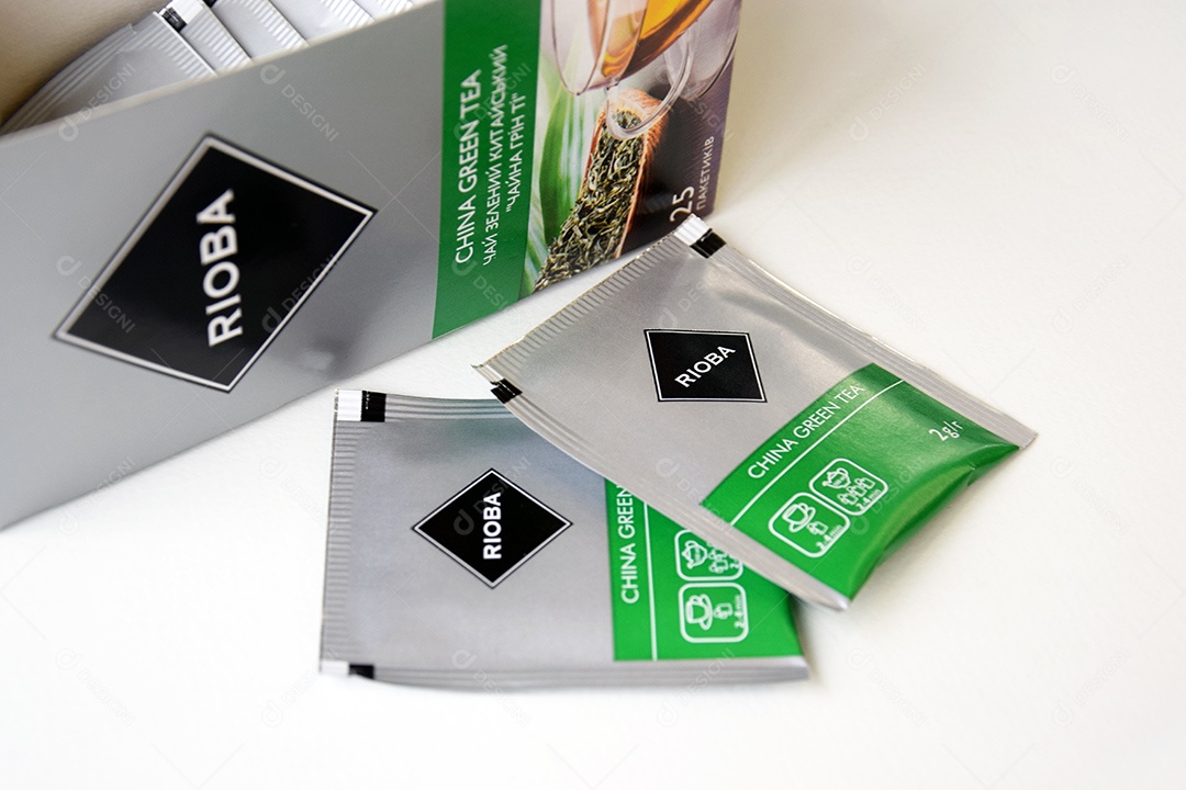 Sachês de chá Rioba preto e verde