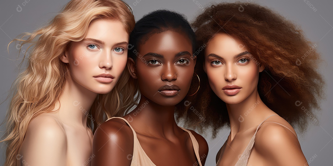 Lindas mulheres jovens sobre fundo desfocado