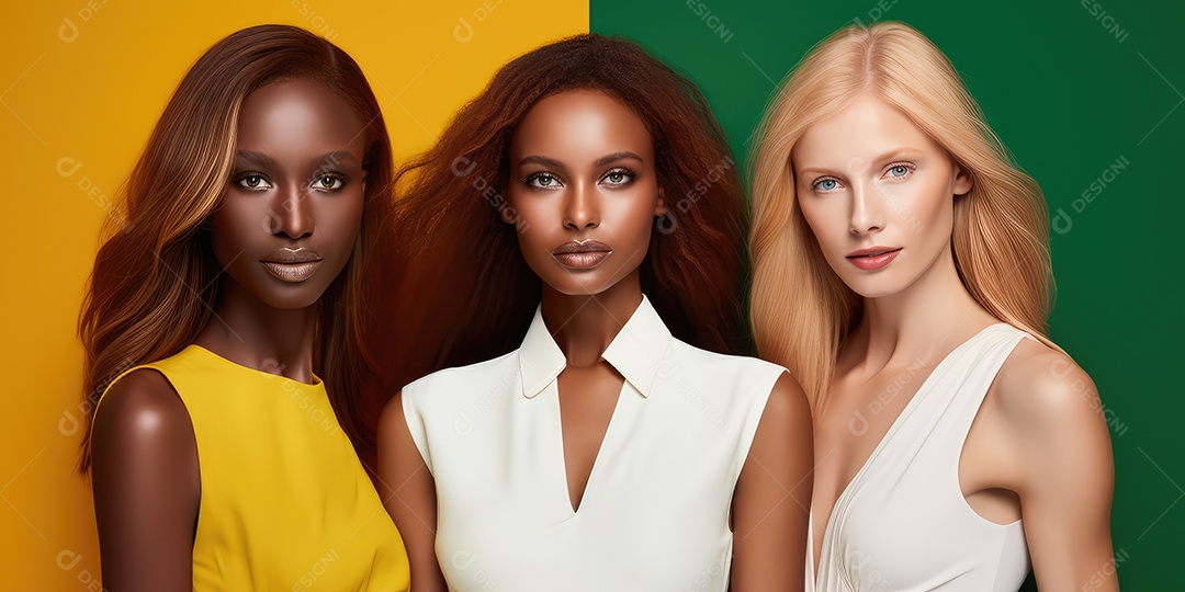 Lindas mulheres jovens sobre fundo desfocado