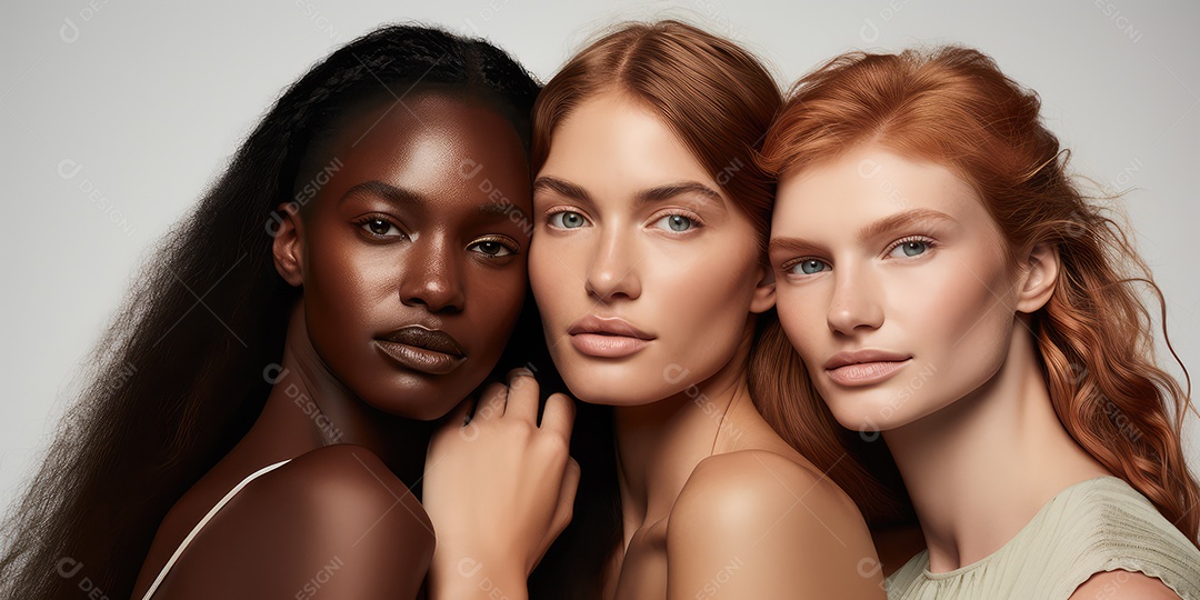 Lindas mulheres jovens sobre fundo desfocado