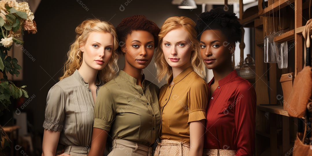 Lindas mulheres jovens sobre fundo desfocado