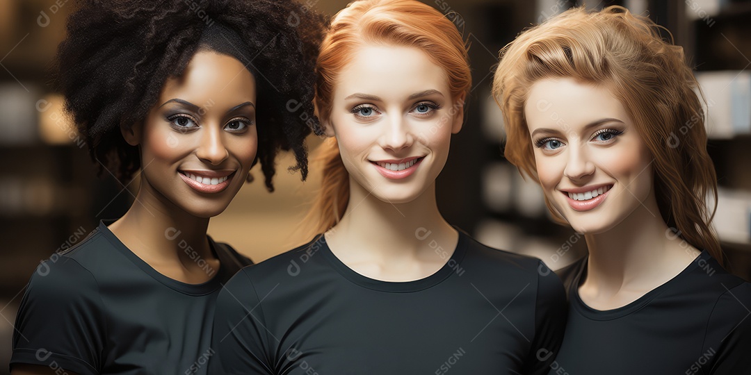 Linda mulher jovem sobre fundo desfocado