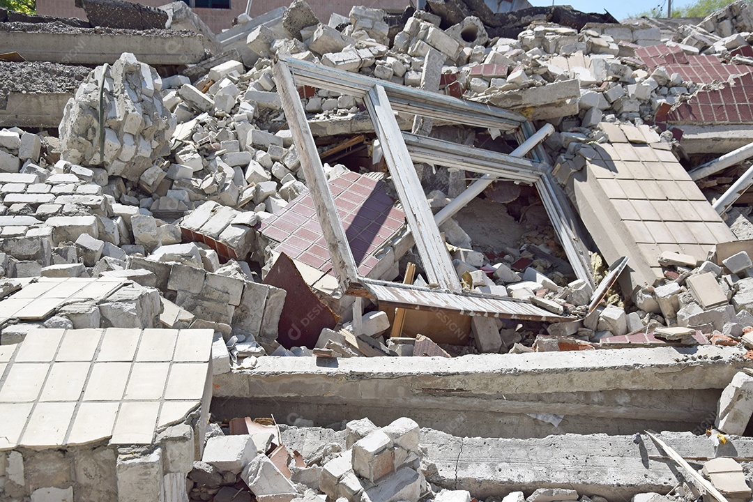 Destruição causada por guerra conflito entre países