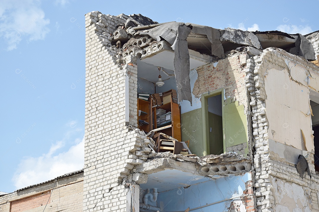 Prédios destruídos por bombardeio