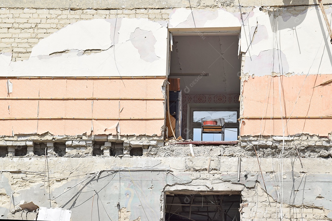 Casas e prédios destruídos por guerra