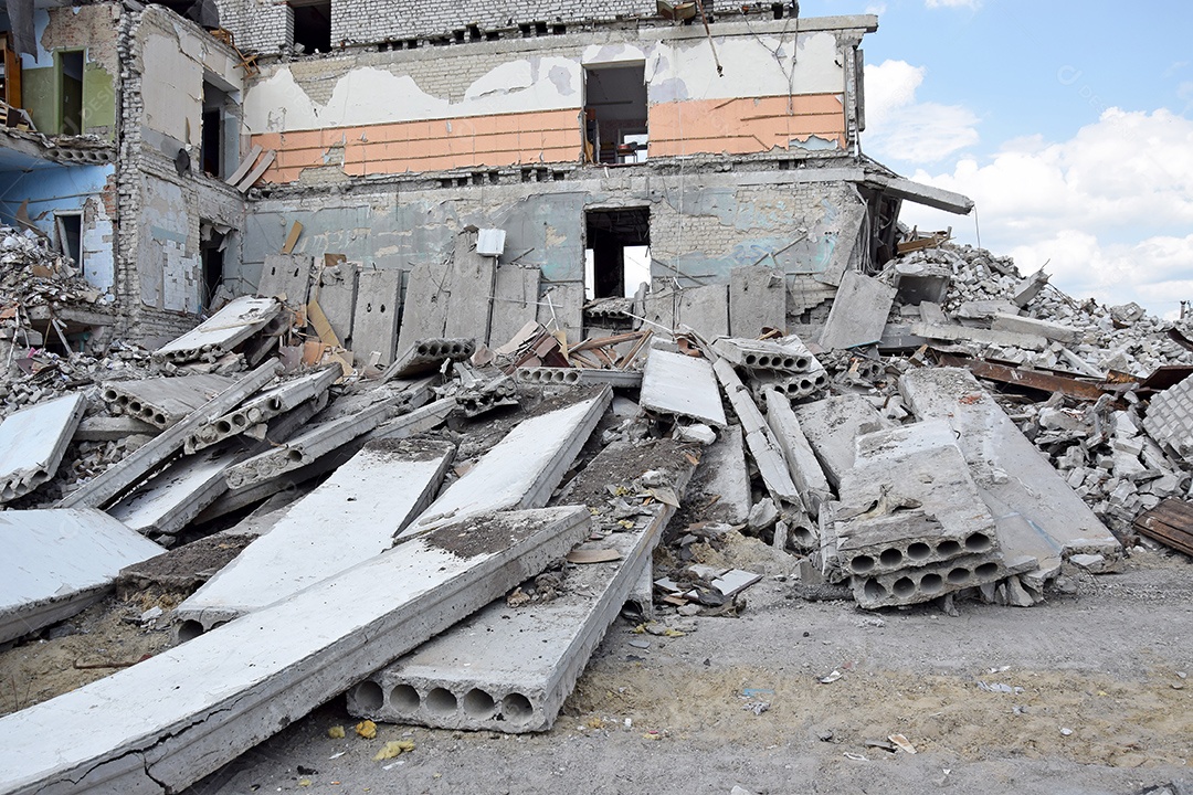 Casas destruídas na Ucrânia