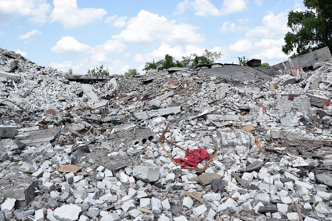 Destruição entre conflito entre Rússia e Ucrânia