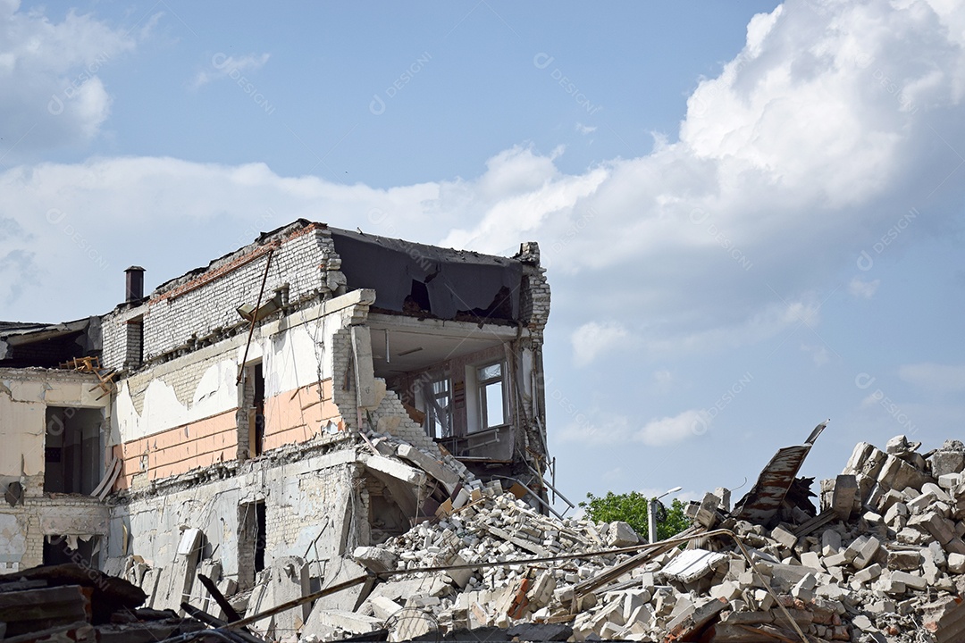 Destruição entre conflito entre Rússia e Ucrânia