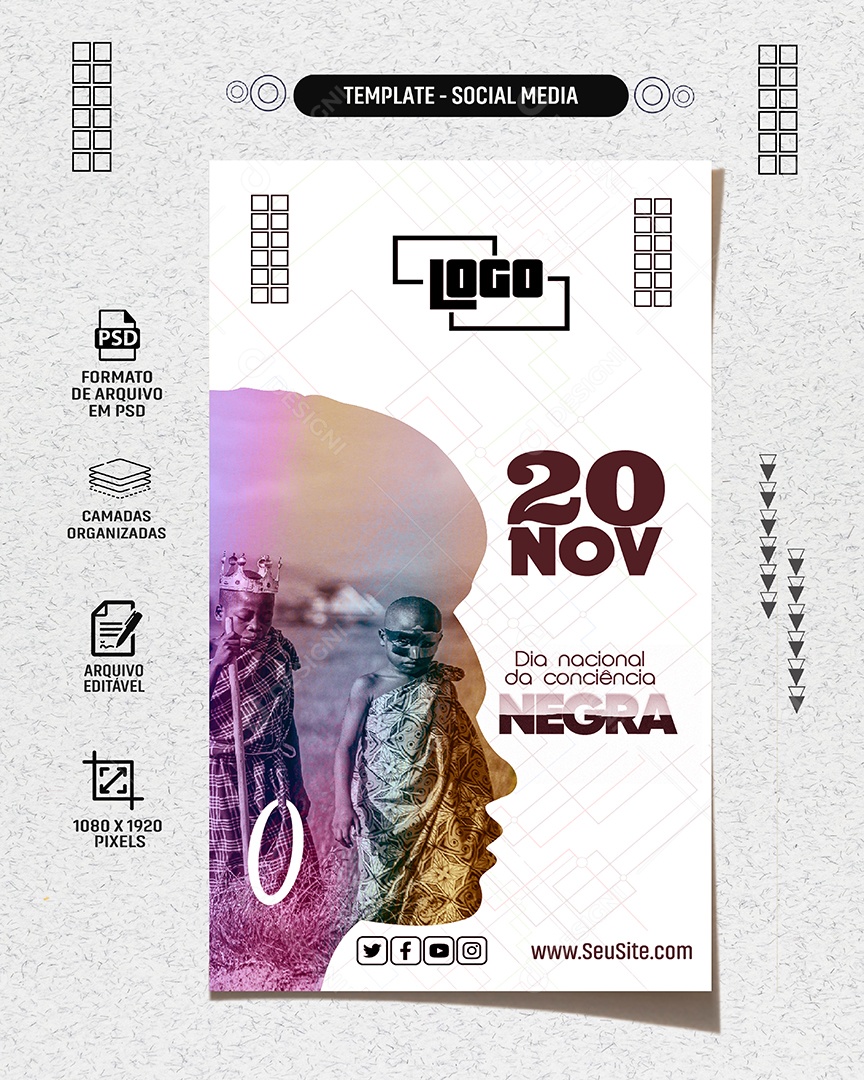 Social Media Story Dia Nacional Da Consciência PSD Editável