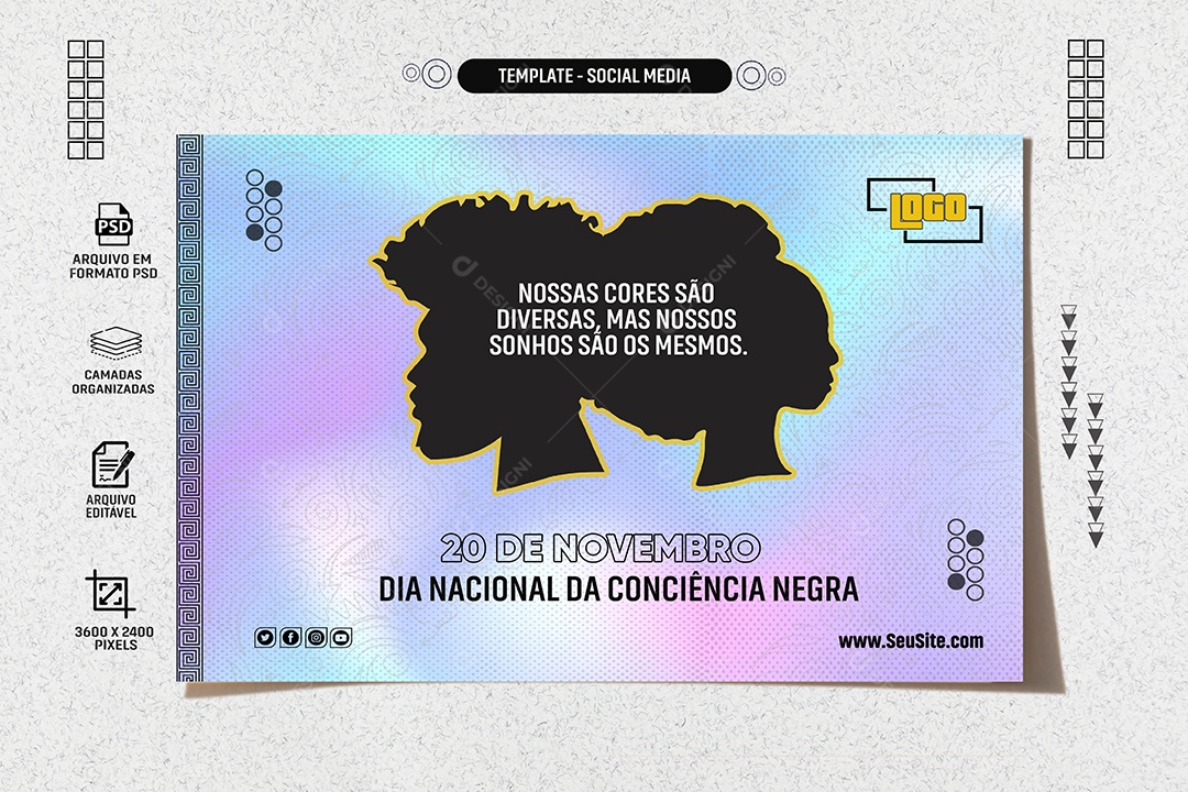 Social Media Banner Dia Nacional Da Consciência Negra PSD Editável