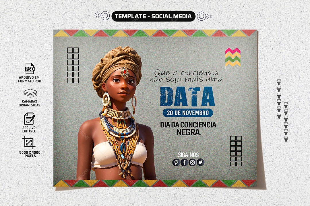 Banner Dia Da Consciência Negra 20 De Novembro Social Media PSD Editável