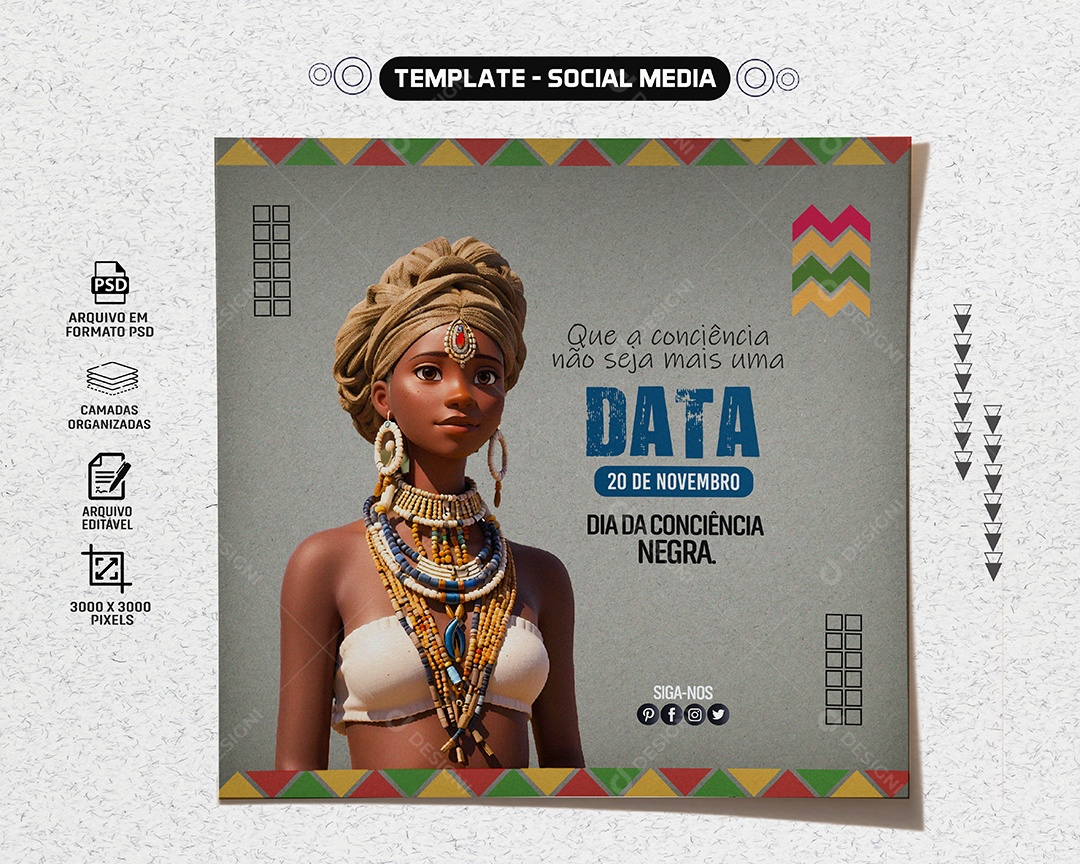 Social Media Feed Dia Da Consciência Negra PSD Editável