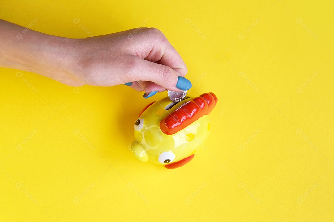 Cofre de peixe me fundo amarelo