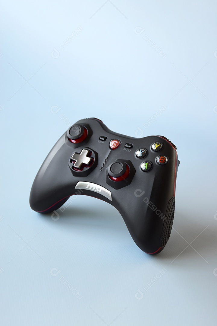 Controle de vídeo game em fundo azul