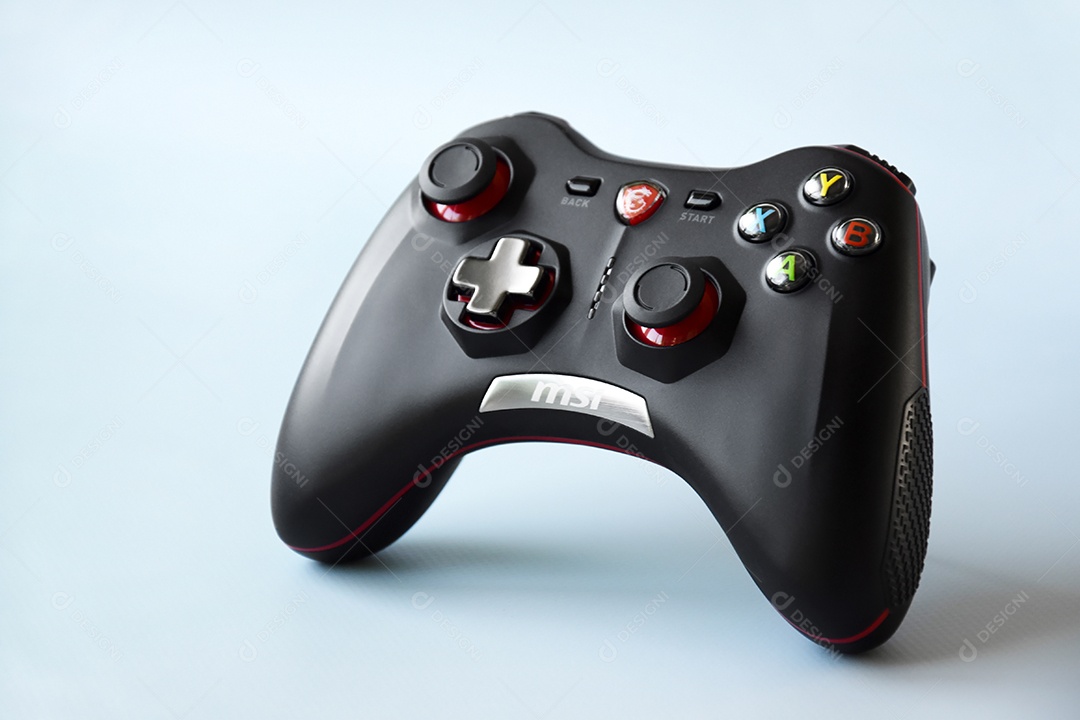 Controle de vídeo game em fundo azul