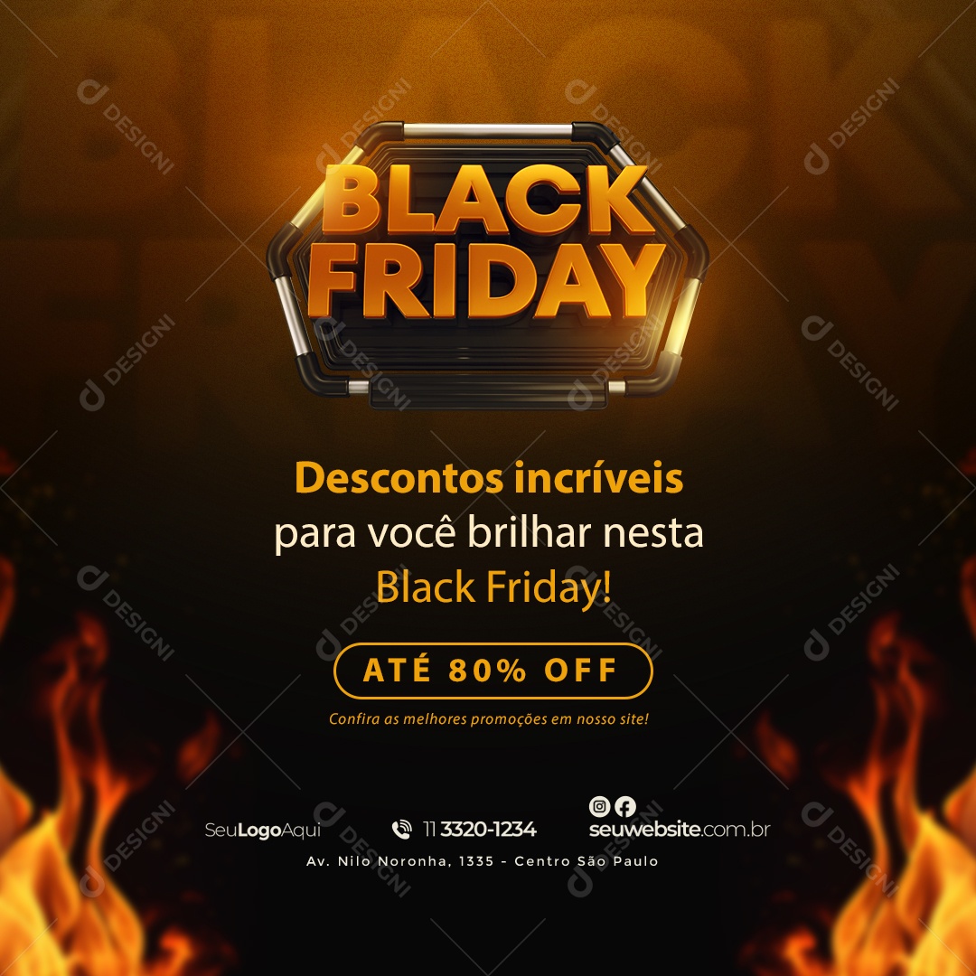 Social Media Black Friday Descontos Incriveis PSD Editável