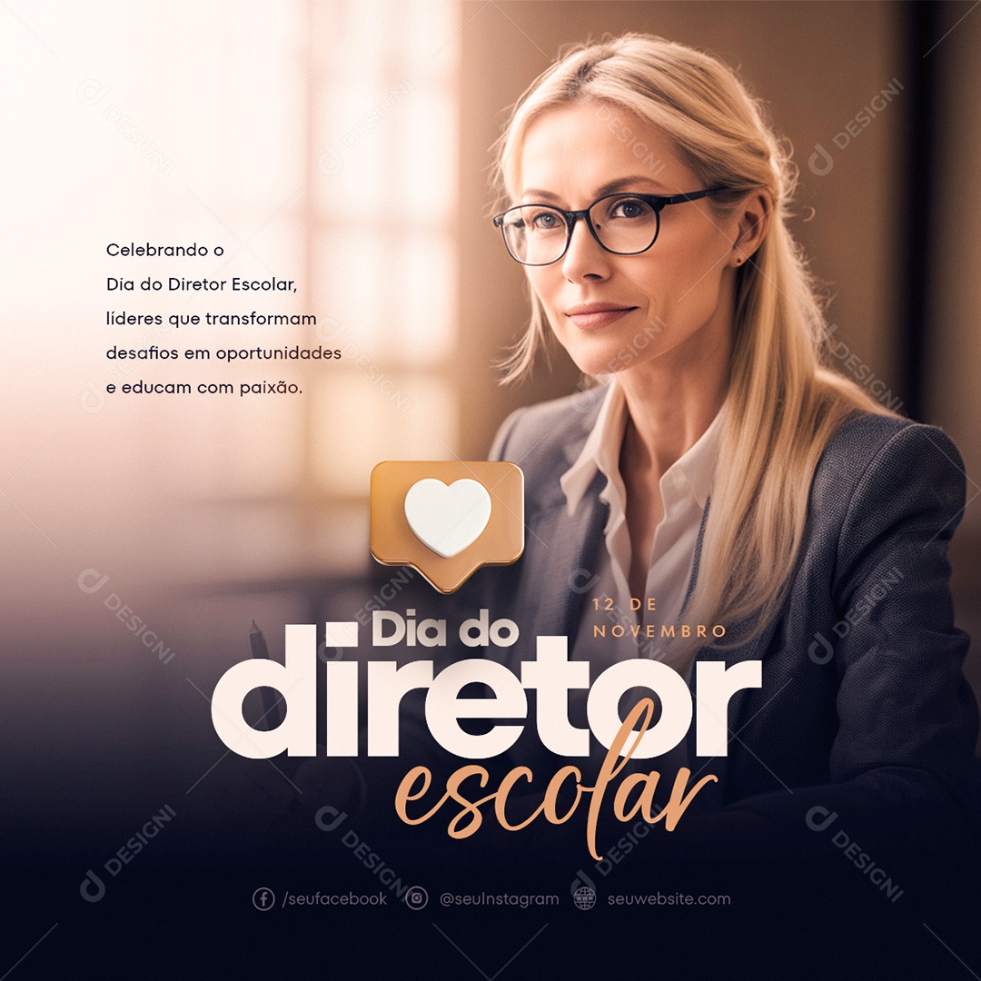 Social Media Feed Dia Do Diretor Escolar 12 De Novembro PSD Editável