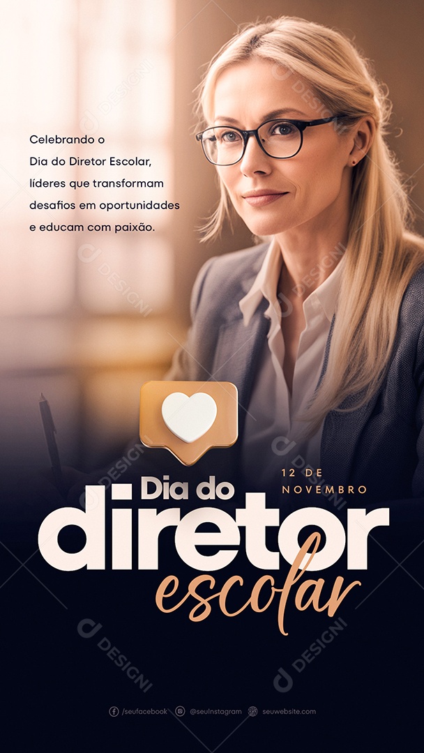 Social Media Story Dia Do Diretor Escolar Educam Com Paixão PSD Editável
