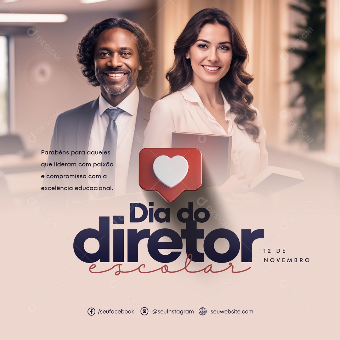 Feed Excelência Educacional Dia Do Diretor Escolar Social Media PSD Editável