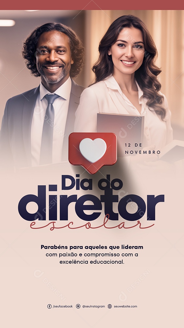 Social Media Story Dia Do Diretor Escolar 12 De Novembro PSD Editável
