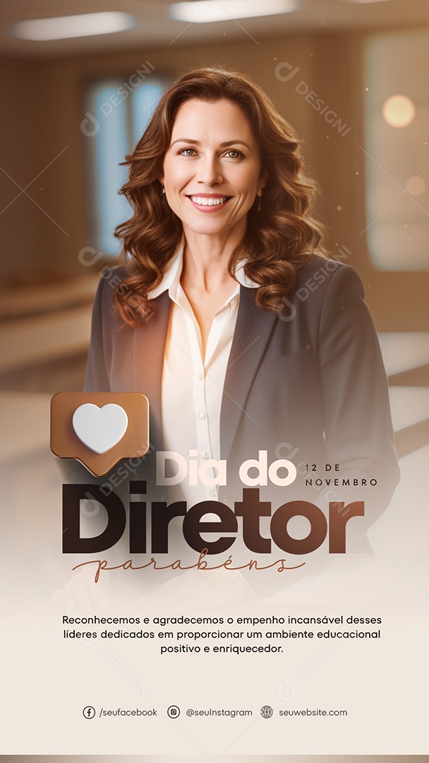 Social Media Story Dia Do Diretor Parabéns 12 De Novembro PSD Editável