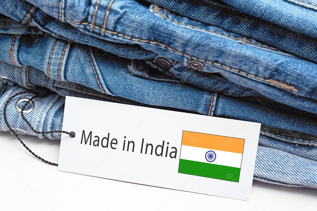 Calças feitas na India conceito de compras