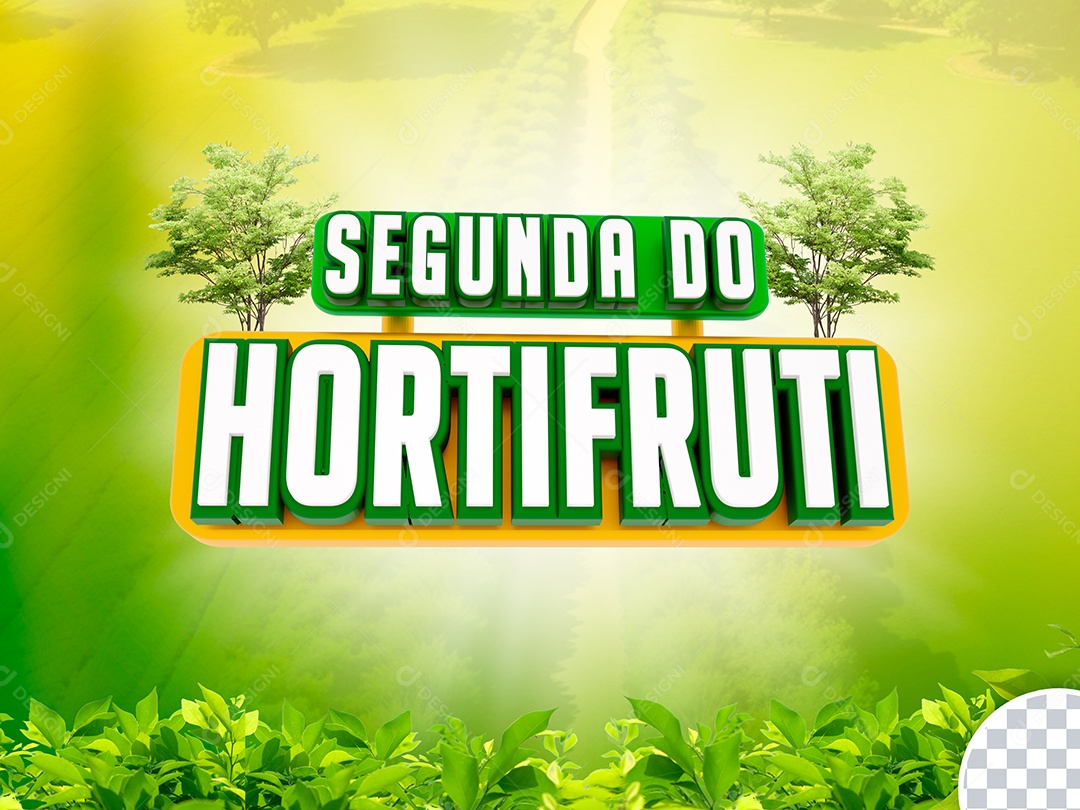 Segunda do Hortifruti Selo 3D Verde Branco para Composição PSD