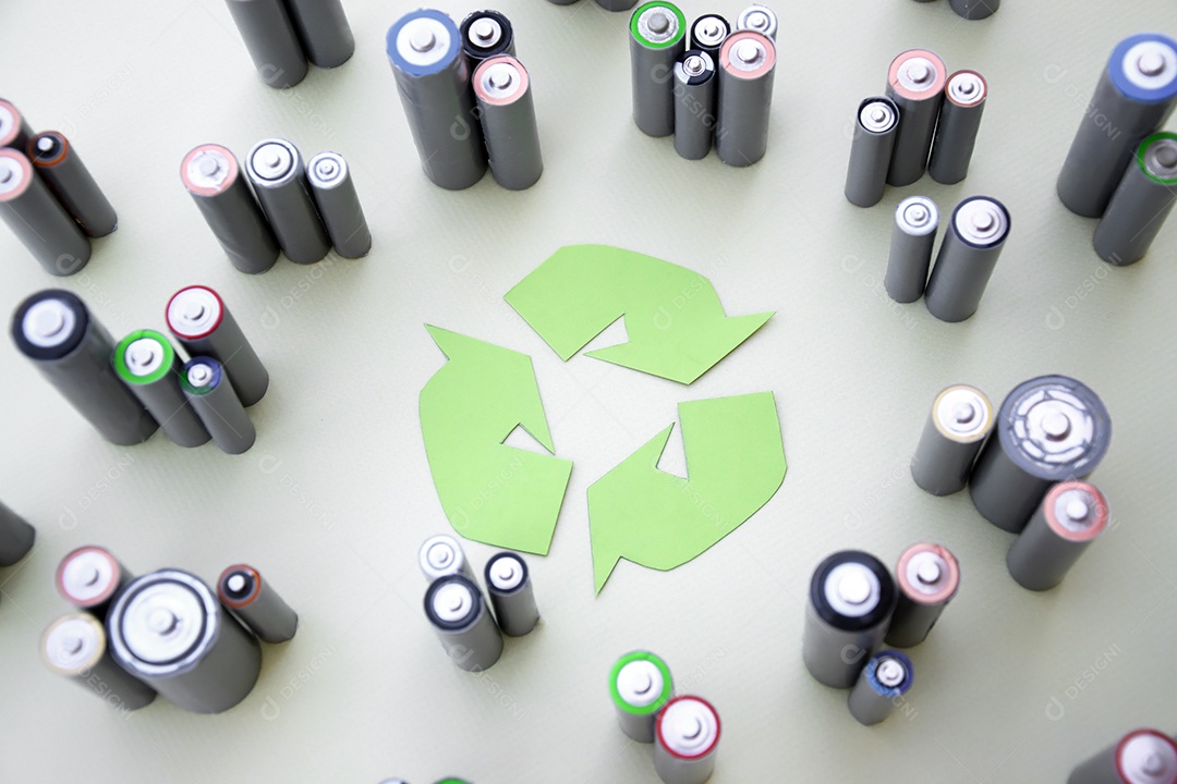 Reciclagem conceito para pilhas