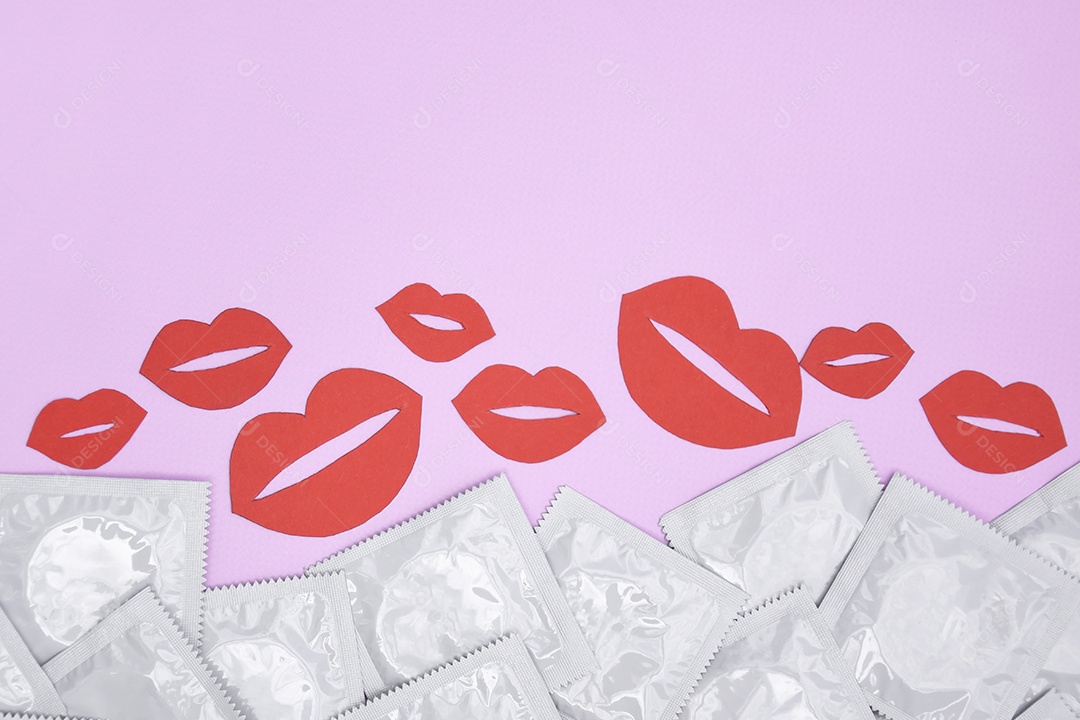 Bocas desenhadas e muitos preservativo