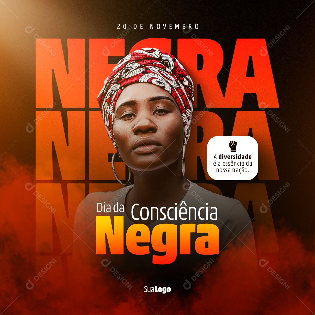 Dia da Consciência Negra 20 de Novembro Social Media PSD Editável