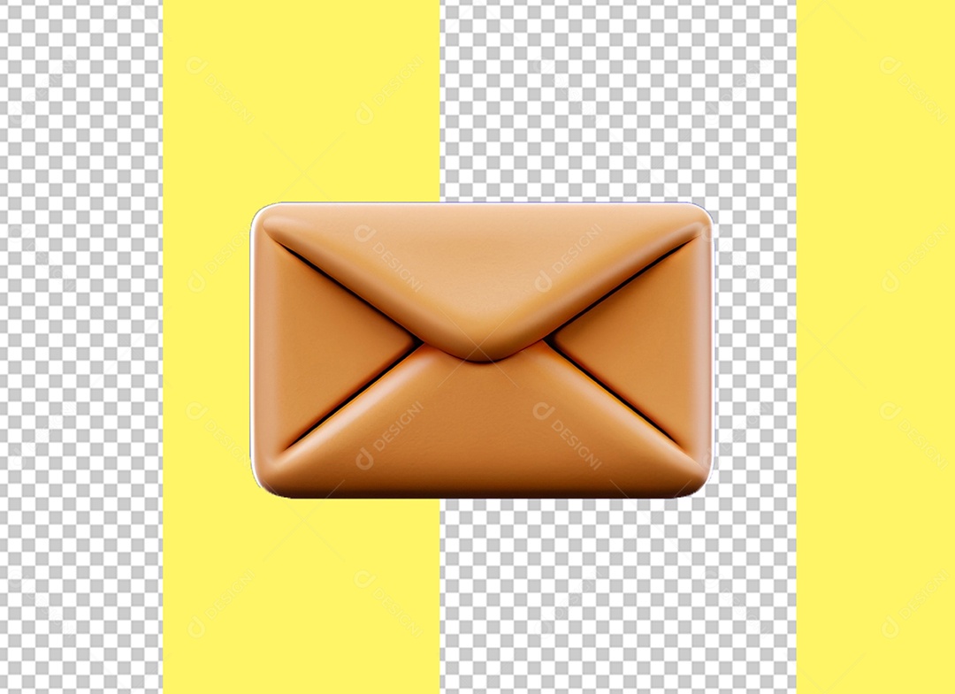 Envelope Laranja Elemento 3D para Composição PSD