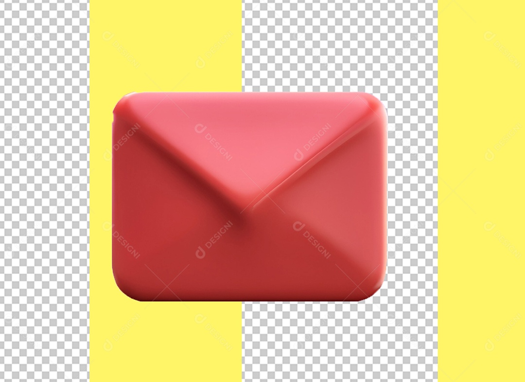 Envelope Vermelho Elemento 3D para Composição PSD