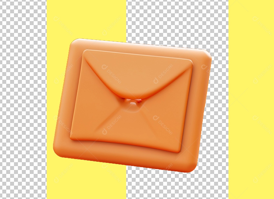 Envelope Laranja Elemento 3D para Composição PSD