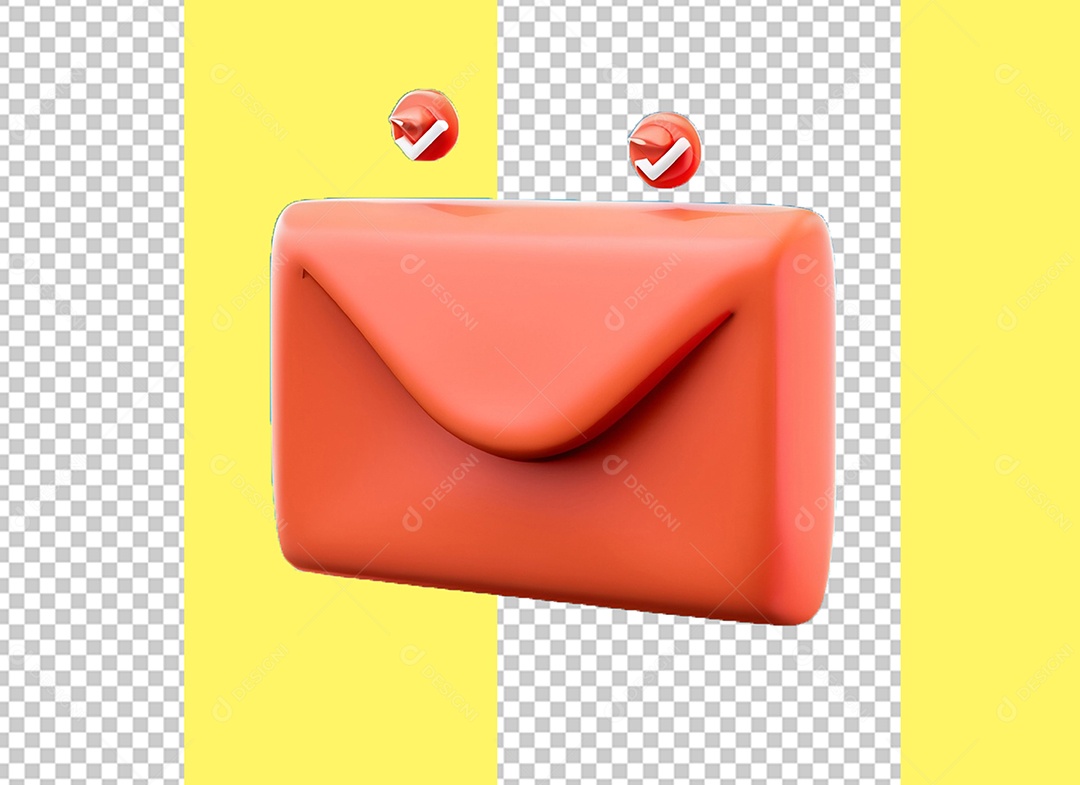 Envelope Vermelho Elemento 3D para Composição PSD