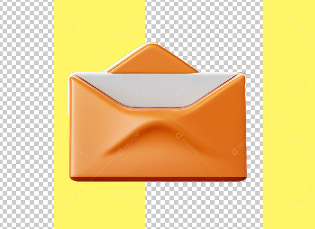 Envelope Amarelo Aberto Elemento 3D para Composição PSD