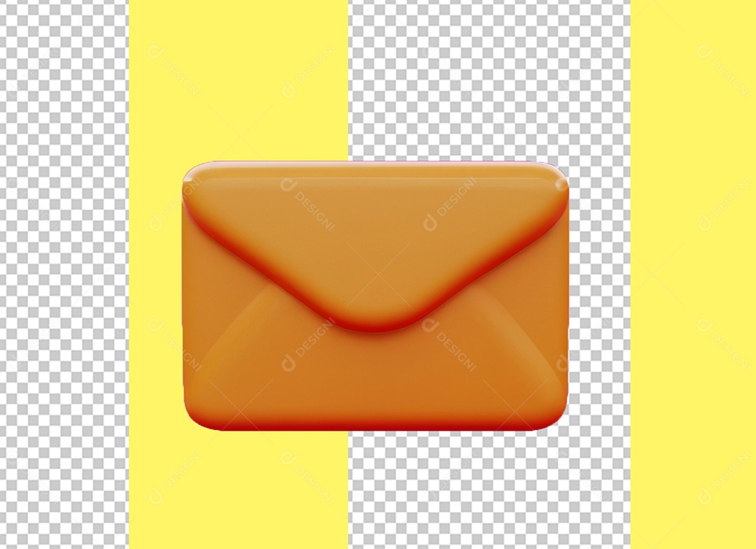 Envelope Amarelo Elemento 3D para Composição PSD
